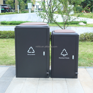 240L Commercial Metal Litter Bin Classified Waste Bins Galvanized <strong>Trash</strong> Bin Recycling Street Outdoor <strong>Trash</strong> <strong>Can</strong> for Restaurant - Product Image 2