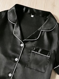 Nuevo Conjunto <span class=keywords><strong>de</strong></span> Pijama <span class=keywords><strong>de</strong></span> Tres Piezas en Satén Premium <span class=keywords><strong>de</strong></span> Color Sólido, Casual y Suave <span class=keywords><strong>para</strong></span> Primavera, Verano y Otoño - Product Image 4