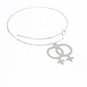 double venus Symbol Silver tone Female Lesbian Stainless steel Jewelry Bracelets