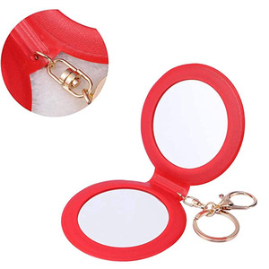 Customized double-sided leather makeup <b>mirror</b>, creative design with <b>mirror</b> and keychain, Japanese and Korean style portable - Product Image 3