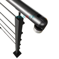 Système de balustrade tubulaire extérieur en acier inoxydable noir avec design moderne sans cadre pour escalier, terrasse et balcon