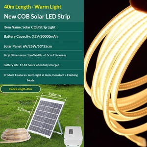 Guirnaldas de Luces LED COB Solares de <span class=keywords><strong>40m</strong></span>, Blanco Cálido, IP65 Impermeables, Batería de 30000mAh, Panel Solar de 25W, Ra90 CRI, Ultra Brillantes - Product Image 1