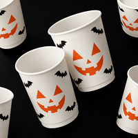 Gobelet en carton double paroi Halloween, motif citrouille, kraft, isolé, jetable, 12 oz, vente en gros, fournisseur direct d'usine