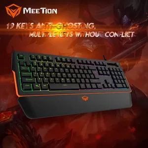 MeeTion K9520 Anti-ghosting Luminescent Led RGB Game Computer Gaming Keyboard With Magnetic Wrist Rest