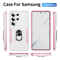 Coque arrière antichoc en TPU et PC bicolore pour Samsung Galaxy S26 Ultra S25 S24 Plus S23 avec béquille en métal