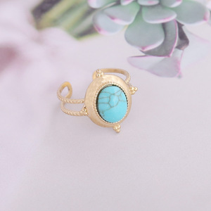 Europa y los Estados Unidos transfronterizos nueva piedra <span class=keywords><strong>natural</strong></span> anillo de acero inoxidable <span class=keywords><strong>metal</strong></span> geométrico señoras anillo moda INS joyería - Product Image 5