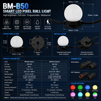 Luz LED Inteligente de Bola de Píxeles RGB de 50 mm, Programable por SPI DMX, IP67, Impermeable, de Bajo Voltaje, para Decoración de Paisajes en Exteriores, para Fiestas