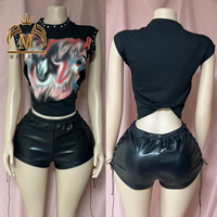 Nouvel ensemble tendance pour femmes : chemise imprimée strass et short lacé, 2 pièces, style Y2K sexy, collection 2026