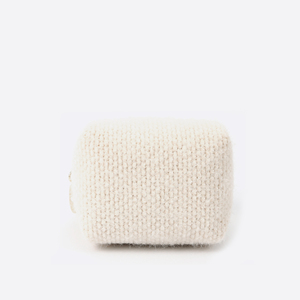 Ivory Knit Cube <b>Mini</b> Cosmetic <b>Pouch</b> with Gold-Tone Zipper for Daily Makeup and Small Beauty Item Storage - Product Image 4