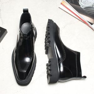 Chaussures en cuir pour hommes, style business décontracté, semelle épaisse, antidérapantes, résistantes à l'usure, design tendance, polyvalentes, pour usage quotidien et formel - Product Image 4