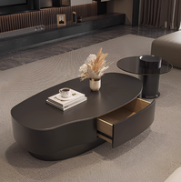 Table basse ovale moderne en pierre frittée italienne, ensemble de 2 tables gigognes en quartz pour salon, vente en gros usine