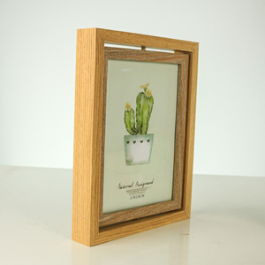 Decoración del hogar Color madera Mdf Material giratorio doble cara fotos insertar imágenes marco de fotos 5x7 - Product Image 4