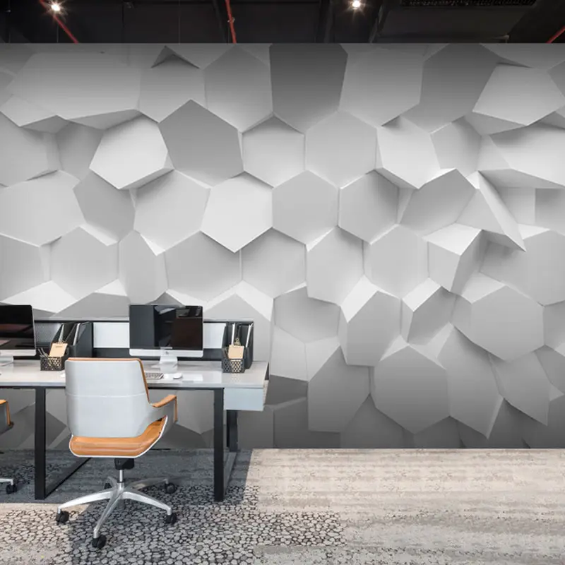 Papel de parede de fundo para escritório, pano de parede para recepção de empresa, estilo industrial 3D, côncavo e convexo, papel de parede para TV