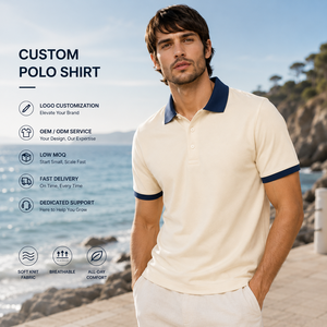 Camiseta Polo Personalizada con Logotipo para Hombre, Manga Corta, Color Sólido, Tejido de Spandex/Poliéster, Transpirable, Diseño Informal, Servicio OEM ODM - Product Image 1