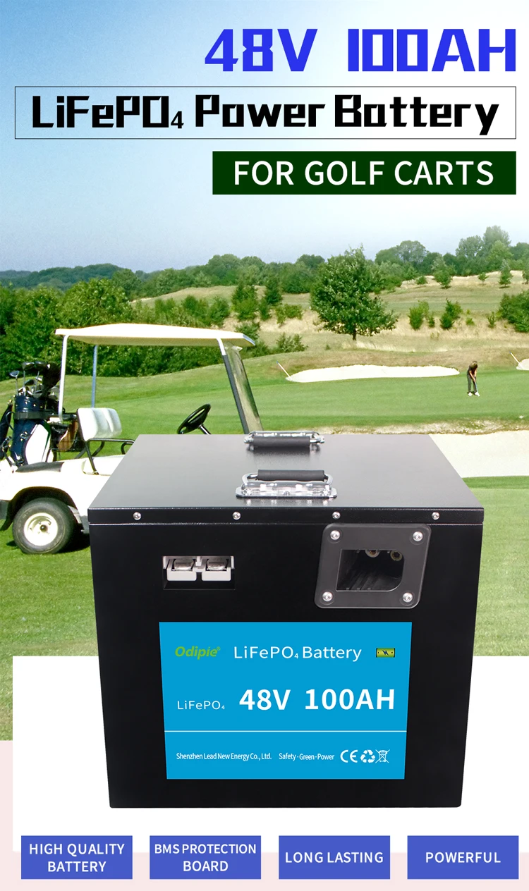 Golf cart battery 48V 100AH lithium ion batteries for RV trailer AGV forklift battery 12V 24V 60V 60Ah 200Ah 300Ah with BMS