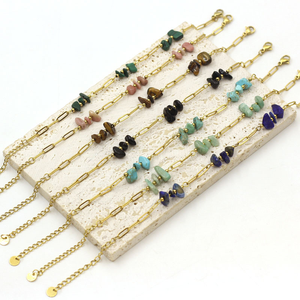 Pulsera de Piedras de Ojo de Tigre Estilo Boho al por Mayor con Cadena de Acero Inoxidable Tipo Clip, Joyería de Piedras Curativas para Regalo del Día de la Madre - Product Image 6