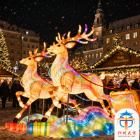 Farol Navideño de Reno de Seda Hecho a Mano con Luces LED para Decoración Festiva en Exteriores