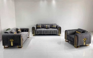 Luxury Velvet <b>Sofa</b> with Gold Stainless Steel Leg 123 Seat Living Room Leisure Chair for Home <b>Hotel</b> Villa for Apartment Use - Product Image 3