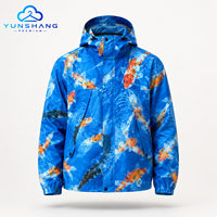 Jaket Hujan Pria Anti Air Berkerudung Motif Ikan Koi dengan Ritsleting, Jaket Kasual Outdoor Tahan Angin, Layanan OEM