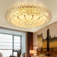 Lustre de luxe de style européen et américain, luminaire en cristal, télécommande, plafonnier LED à montage en surface pour