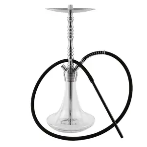 New Single Pipe Set Top Exhaust Glass Hookah For Arab Bar Large Hookah Stainless Steel Three-section Stem
