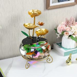 आधुनिक टेबलटॉप पानी की सुविधा के साथ इनडोर सजावट ज़ेन मछली टैंक ग्लास Rockery पानी के फव्वारे एलईडी प्रकाश - Product Image 3