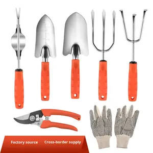 Set di 8 Attrezzi <span class=keywords><strong>da</strong></span> Giardinaggio con Manico in Plastica: Paletta, Rastrello, Forcone, Cesoie per <span class=keywords><strong>Potatura</strong></span> di Ortaggi e Fiori - Product Image 1