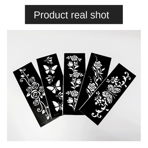 Pochoir autocollant de tatouage temporaire lavable Hollow Juice, en papier artisanal, pour logo personnalisé, corps, visage, motif fleur éolienne - Product Image 5