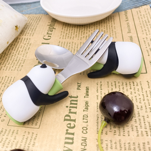 环保可爱动物树懒熊猫造型定制标志食品级硅胶婴儿勺子和叉子套装儿童批发价格 - Product Image 3