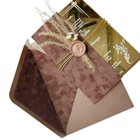 Carte d'invitation de mariage acrylique en plexiglas miroir doré de luxe personnalisé avec sceau de cire et fleur séchée pour Quinceanera