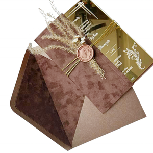 <span class=keywords><strong>Carte</strong></span> <span class=keywords><strong>d</strong></span>'<span class=keywords><strong>invitation</strong></span> de mariage acrylique en plexiglas miroir doré de luxe personnalisé avec sceau de cire et fleur séchée pour Quinceanera - Product Image 5