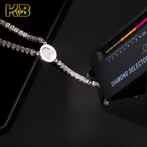 Collana con <span class=keywords><strong>rosario</strong></span> Hip-Hop <span class=keywords><strong>925</strong></span> di lusso in <span class=keywords><strong>argento</strong></span> Sterling 4mm VVS <span class=keywords><strong>catena</strong></span> con ciondolo a croce Moissanite per uomo e donna | Gioielli ghiacciati - Product Image 3