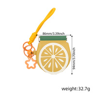 Schattig fruitpatroon PU lederen opvouwbare sieradendoosje met elastische sluiting, muntportemonnee, oorbellen- en ringen opbergzakje met sleutelhanger voor cadeau