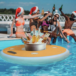 En Stock forma redonda 8 personas isla inflable flotante conexión Silla de salón malla desmontable flotador de piscina inflable - Product Image 5