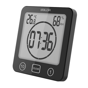 Reloj Digital para Baño <span class=keywords><strong>BALDR</strong></span> B0007, Impermeable, de Plástico, para Montar en la Pared, con Higrómetro, Termómetro, Temporizador y Ventosas - Product Image 1