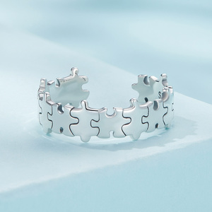 Usine 925 argent Sterling <span class=keywords><strong>jeu</strong></span> de Puzzle créatif anneaux d'ouverture pour les femmes irrégulière empilable Punk fête fille anneau bijoux SCR925 - Product Image 3