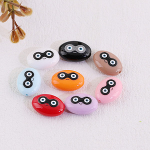 Cuentas Sueltas Ovaladas con Emojis, de Resina Acrílica, con Orificio Recto, para Manualidades y Joyería, Color Aleatorio - Product Image 2