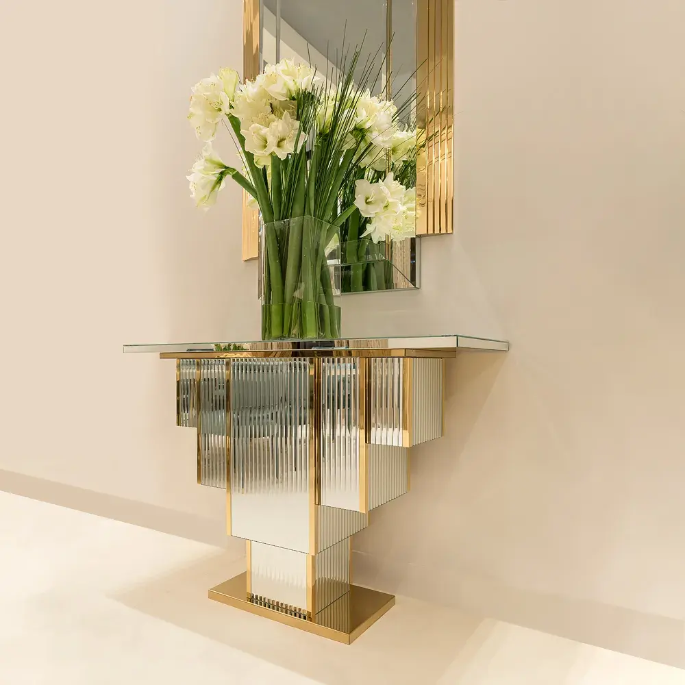 Console de mesa espelho simples e criativo estilo europeu, mobília luxuosa para sala de estar, casa, hotel ou apartamento