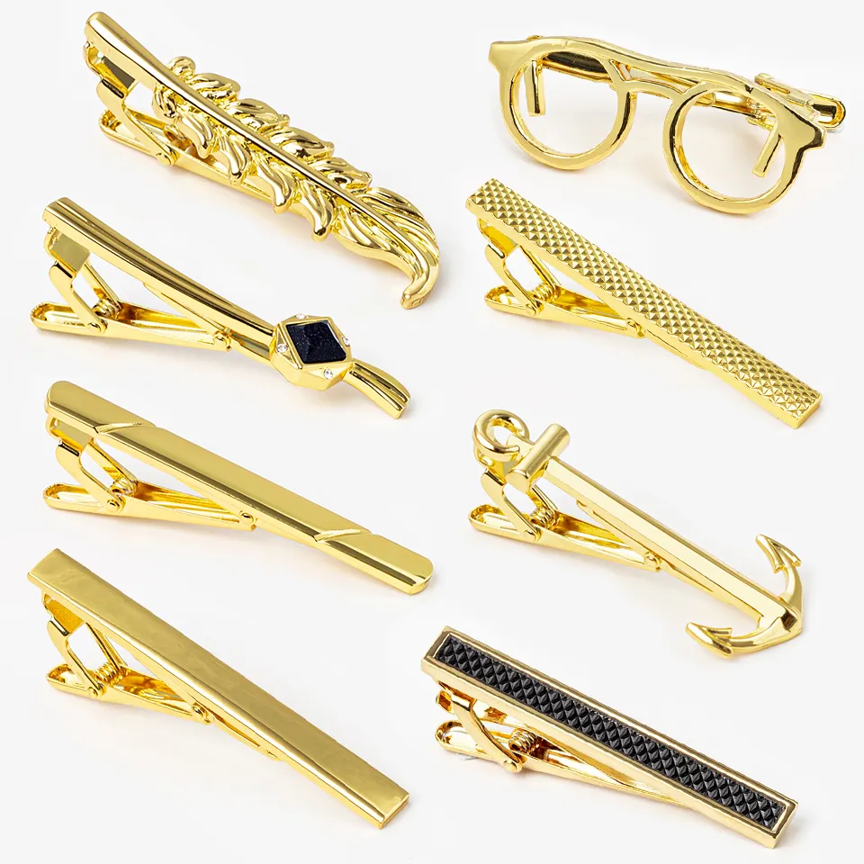 Gepersonaliseerde Heren Formele Tie Clip Veren Bril Goud Plating Koperen Kraag Clip