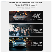 3 Cara ADAS 3.2 inci IPS Wifi Driving Recorder 4K+1K+1K Kamera Mobil Depan+Dalam+Belakang Mode Parkir 4K Dashcam