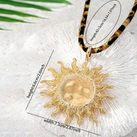 Vacances été couleur or plage soleil imprimé léopard corde strass grand pendentif femmes collier Style charme bijoux de mode