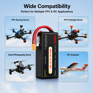 Batterie Lipo 22,2 V pour drone, décharge continue 60C, haute performance, batterie de remplacement pour micro-drone FPV quadricoptère, chargeur inclus - Product Image 3