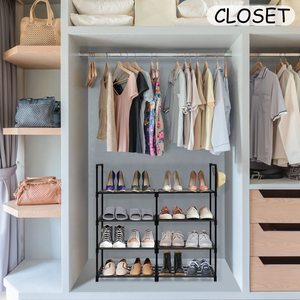 Suoernuo Cloakroom Hành Lang Mạnh Mẽ Bền Kim Loại Giày Lưu Trữ <span class=keywords><strong>16</strong></span> Cặp Giày Tổ Chức 4 Tầng Giày Giá Cho Lối - Product Image 6