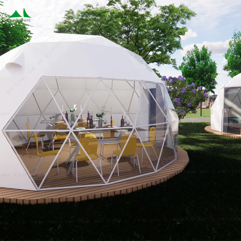 בית קמפינג בולין ערכה גיאודזית גלמפינג גן Pvc איגלו 5M קוטר אוהל כיפה גיאוגרפית