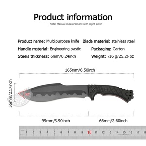 Couteau de survie multifonctionnel en acier inoxydable DK01 HK personnalisable pour le camping en plein air, manche G10, 250 mm, DIY - Product Image 6