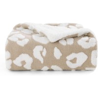 À la mode imprimé léopard Sherpa polaire couverture en peluche doux confortable moelleux chaud personnalisé jeter couverture pour canapé canapé-lit cadeau Tan