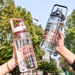 Wholesale Reusable 2 Liter Flip Straw Time <strong>Tracker</strong> Transparent Plastic Drink <strong>Water</strong> Jug <strong>Bottle</strong> for Gym - Product Image 4