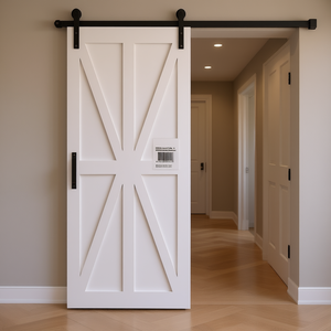 Kit de porte coulissante moderne CRAZY ELF, style étoile, 36 x 84 pouces, MDF apprêté, quincaillerie incluse - Product Image 2