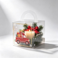 Boîte cadeau personnalisable en plastique PET transparent pour Noël, avec poignée, design pliable, impression UV, emballage alimentaire de qualité supérieure, Shanghai