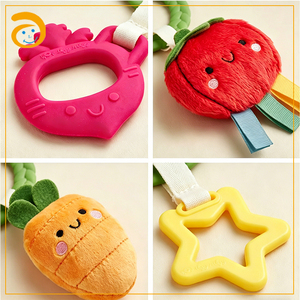 Jouet de <span class=keywords><strong>dentition</strong></span> et hochet pour bébé en forme de légume mignon, en peluche douce et silicone, pour nourrissons, jouet sensoriel à suspendre à la poussette avec son de hochet - Product Image 3